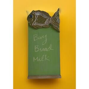 Decorative Gold Lime Fish Nautical Chalkboard w/ Chalk 8.5"x17" Kitchen Decor